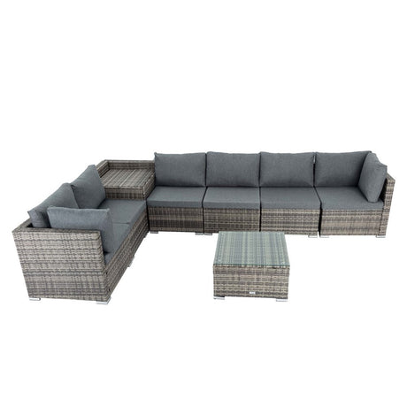 Marcoola 8 Piece Outdoor Modular Lounge, Grey Wicker