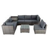 Dirk Hartog Modular Outdoor Lounge Sofa Set, Wicker Rattan, 8 Piece, Grey