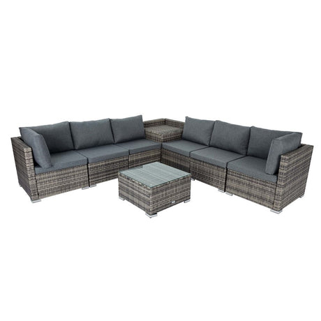 Marcoola 8 Piece Outdoor Modular Lounge, Grey Wicker