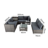 Dirk Hartog Modular Outdoor Lounge Sofa Set, Wicker Rattan, 8 Piece, Grey