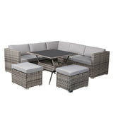 8 Piece Outdoor Wicker Dining Set Table and Chairs Grey — Allure Home Collections