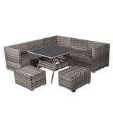 8 Piece Outdoor Wicker Dining Set Table and Chairs Grey — Allure Home Collections