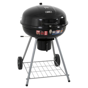 Frenchman Bay portable charcoal BBQ smoker roaster on wheels with enamelled firebowl