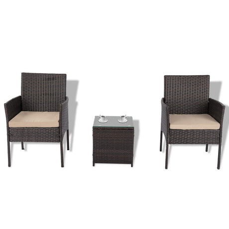Alexandra 3 Piece Outdoor Lounge Set, Brown Wicker