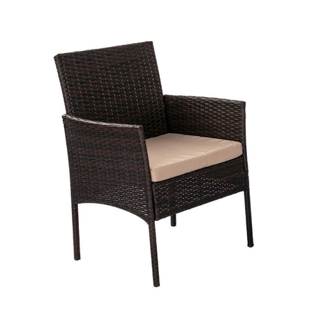 Alexandra 3 Piece Outdoor Lounge Set, Brown Wicker