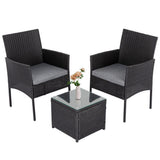 3 Piece Outdoor Rattan Table and Chairs Set Black — Allure Home Collections