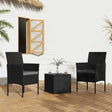 3 Piece Outdoor Rattan Table and Chairs Set Black — Allure Home Collections