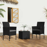 3 Piece Outdoor Rattan Table and Chairs Set Black — Allure Home Collections