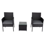 3 Piece Outdoor Rattan Table and Chairs Set Black — Allure Home Collections