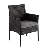 3 Piece Outdoor Rattan Table and Chairs Set Black — Allure Home Collections