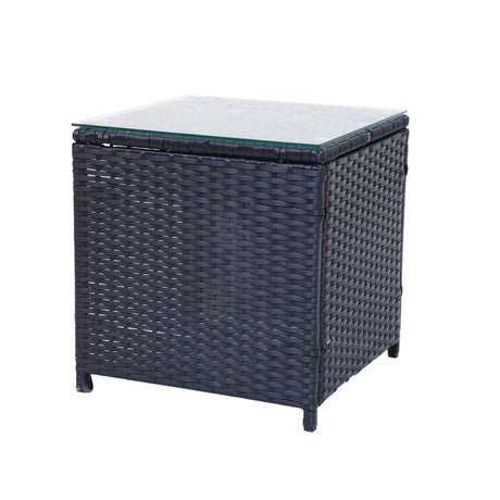 3 Piece Outdoor Rattan Table and Chairs Set Black — Allure Home Collections