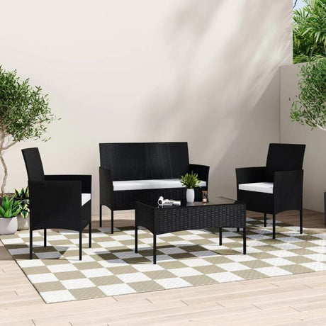 Shelly Beach 4 Piece Outdoor Lounge Set, Black Wicker