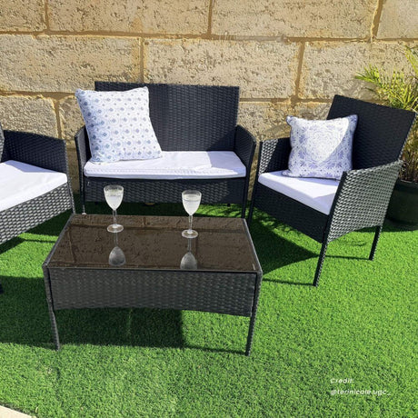 Shelly Beach 4 Piece Outdoor Lounge Set, Black Wicker