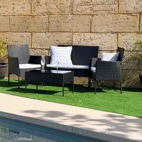 Shelly Beach 4 Piece Outdoor Lounge Set, Black Wicker