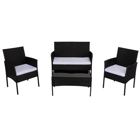 Shelly Beach 4 Piece Outdoor Lounge Set, Black Wicker
