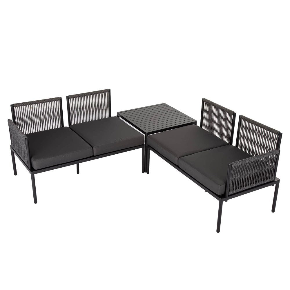 Warana 3 Piece Outdoor Sofa Set, Black Rope