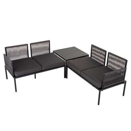 Warana 3 Piece Outdoor Sofa Set, Black Rope