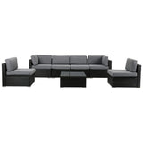 Mooloolaba 7 Piece Outdoor Lounge Set, Black Wicker