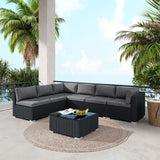 Mooloolaba black wicker outdoor lounge set on a sunny patio