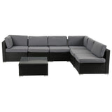 Mooloolaba 7 Piece Outdoor Lounge Set, Black Wicker