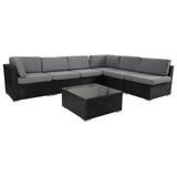 Mooloolaba 7 Piece Outdoor Lounge Set, Black Wicker