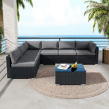 Mooloolaba 7 Piece Outdoor Lounge Set, Black Wicker