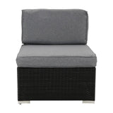 Mooloolaba 7 Piece Outdoor Lounge Set, Black Wicker