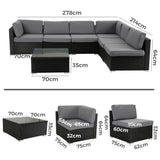 Mooloolaba 7 Piece Outdoor Lounge Set, Black Wicker