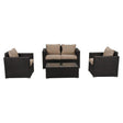 Bungan 4 piece outdoor sofa set in hand woven wicker on a poolside terrace