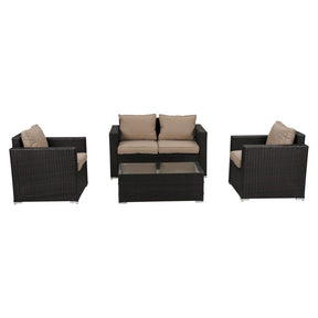 Bungan 4 piece outdoor sofa set in hand woven wicker on a poolside terrace