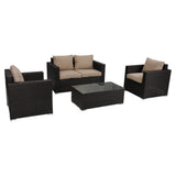 Dicky Beach 4 Piece Outdoor Lounge Set, Brown Wicker
