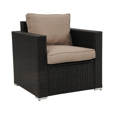 Dicky Beach 4 Piece Outdoor Lounge Set, Brown Wicker