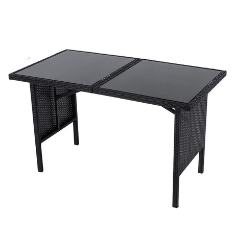 6 Piece Modular Outdoor Dining Lounge Set, Wicker Black, view 4