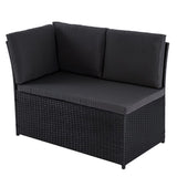 6 Piece Modular Outdoor Dining Lounge Set, Wicker Black, view 5