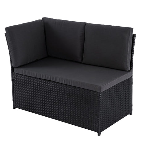 6 Piece Modular Outdoor Dining Lounge Set, Wicker Black, view 5