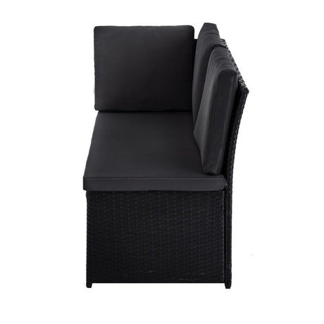 6 Piece Modular Outdoor Dining Lounge Set, Wicker Black, view 7