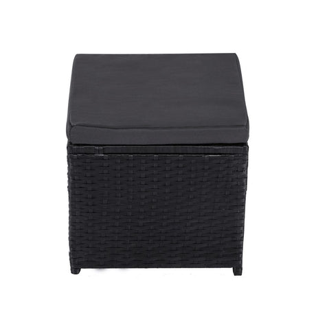 6 Piece Modular Outdoor Dining Lounge Set, Wicker Black, view 8