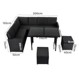 Ella 8 Seater Modular Outdoor Lounge and Dining Set Black — Allure Home Collections