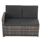 6 Piece Modular Outdoor Dining Lounge Set, Wicker Dark Grey, view 4