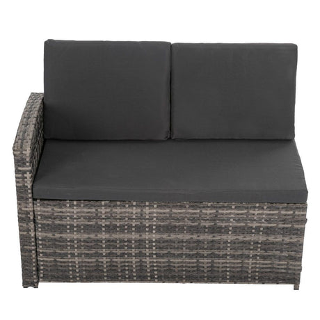 6 Piece Modular Outdoor Dining Lounge Set, Wicker Dark Grey, view 4