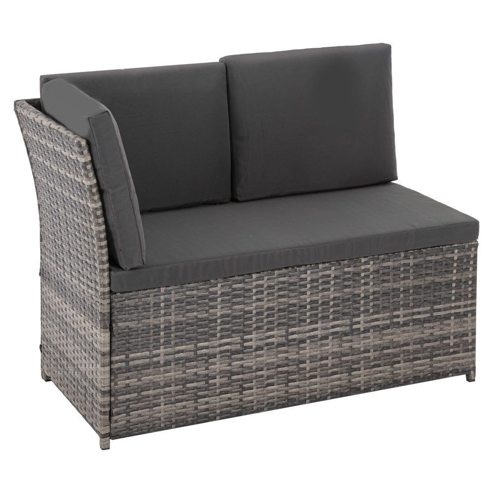 6 Piece Modular Outdoor Dining Lounge Set, Wicker Dark Grey, view 5