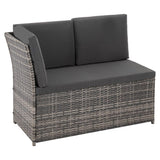 6 Piece Modular Outdoor Dining Lounge Set, Wicker Dark Grey, view 5