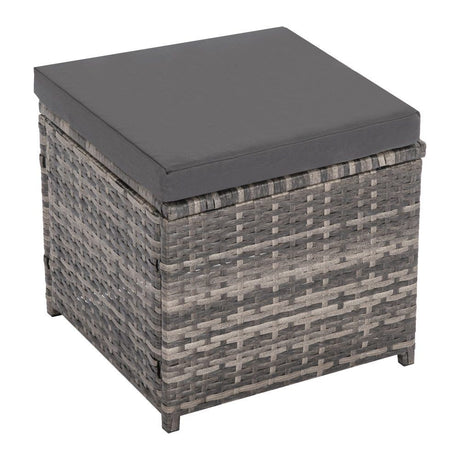 6 Piece Modular Outdoor Dining Lounge Set, Wicker Dark Grey, view 6