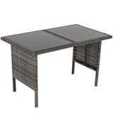 6 Piece Modular Outdoor Dining Lounge Set, Wicker Dark Grey, view 7
