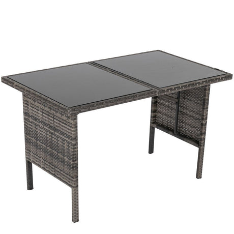 6 Piece Modular Outdoor Dining Lounge Set, Wicker Dark Grey, view 7