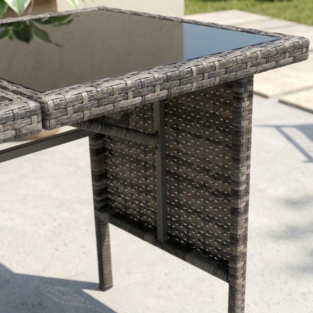 6 Piece Modular Outdoor Dining Lounge Set, Wicker Dark Grey, view 8