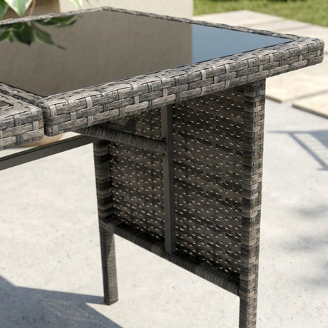 6 Piece Modular Outdoor Dining Lounge Set, Wicker Dark Grey, view 8