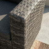 6 Piece Modular Outdoor Dining Lounge Set, Wicker Dark Grey, view 10