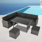 Ella 8 Seater Modular Outdoor Lounge and Dining Set Dark Grey Weave — Allure Home Collections