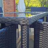 7 Piece Outdoor Dining Set, Wicker Black, view 4